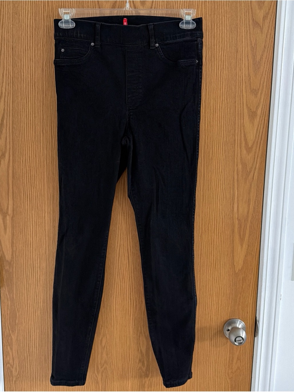 Spanx Pull On Jeans Women's Size M Black High-Rise Skinny Denim